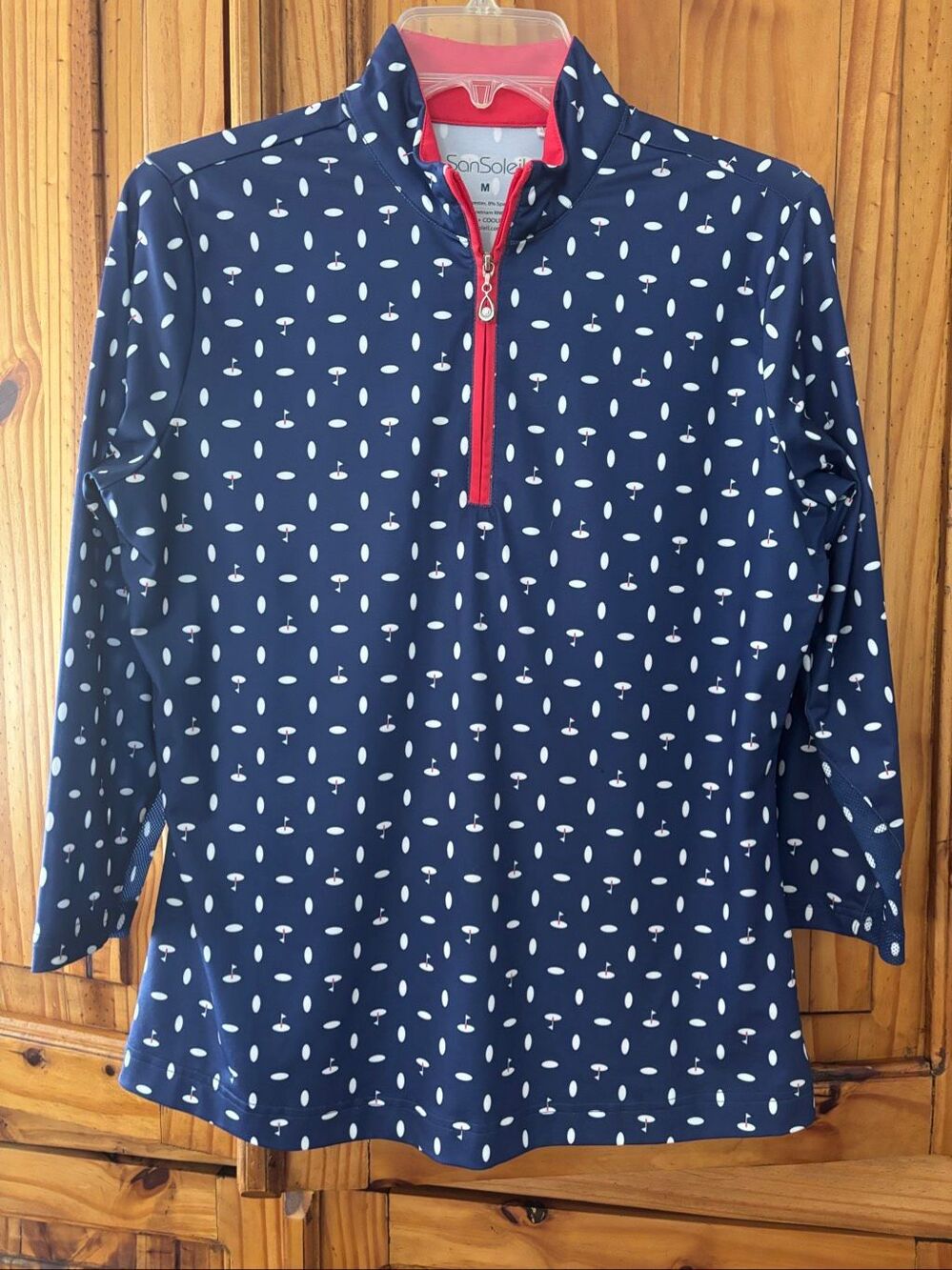 San Soleil 1/4 Zip Golf Print Top